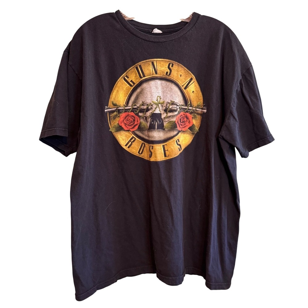 Guns N' Roses Unisex Skull Concert Relaxed Graphic Rock Band Tee‎ Black Size 2X